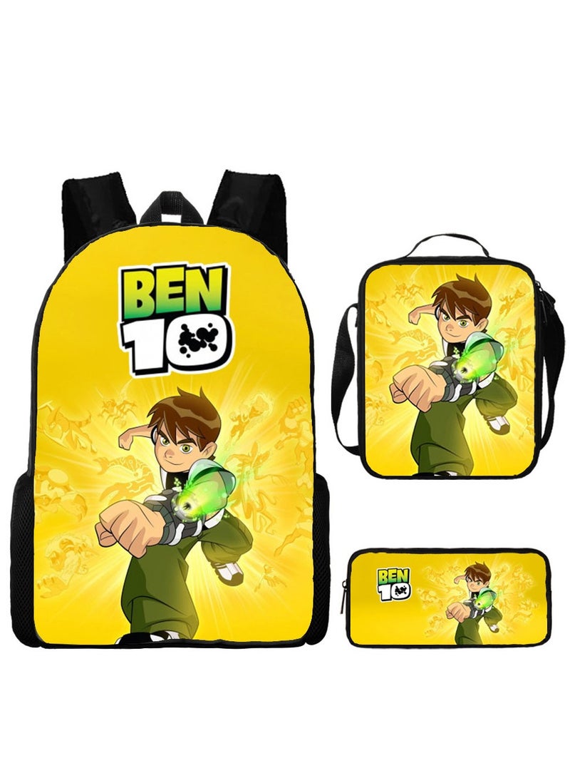 Children's leisure load reducing large capacity printed backpack for elementary school students, 3-piece set - Image 1