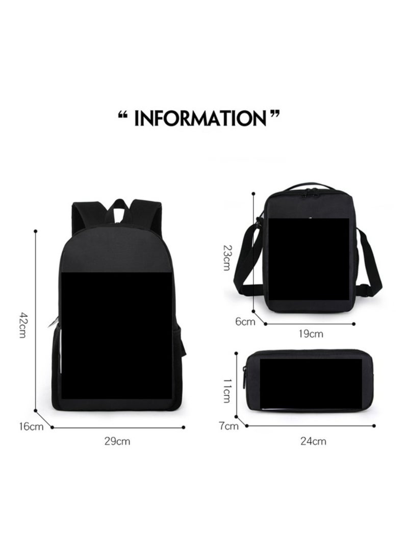 Children's leisure load reducing large capacity printed backpack for elementary school students, 3-piece set - Image 2