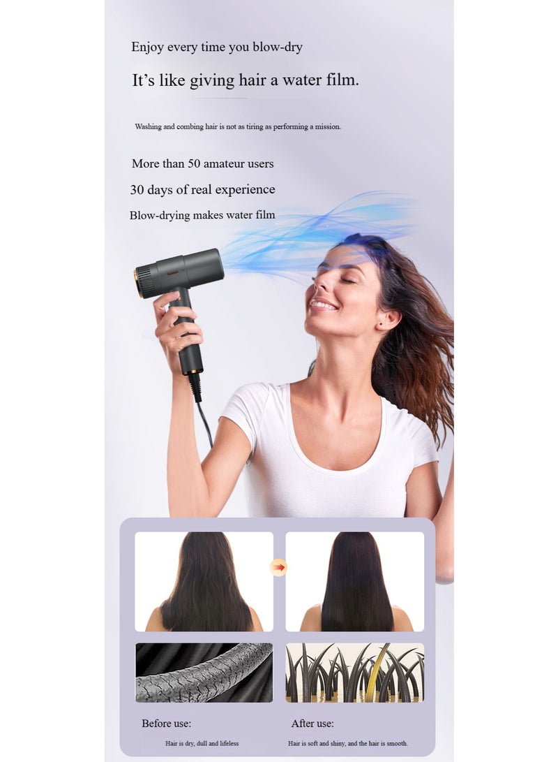 Aburiya2000W High Speed Hair Dryer 110000RPM Brushless Motor, 3-Temp&3-Speed Settings Negative Ion Hair Care LED Digital Display 28.5m/s Fast Drying CE/FCC Certified for Salon & Home Use - Image 5