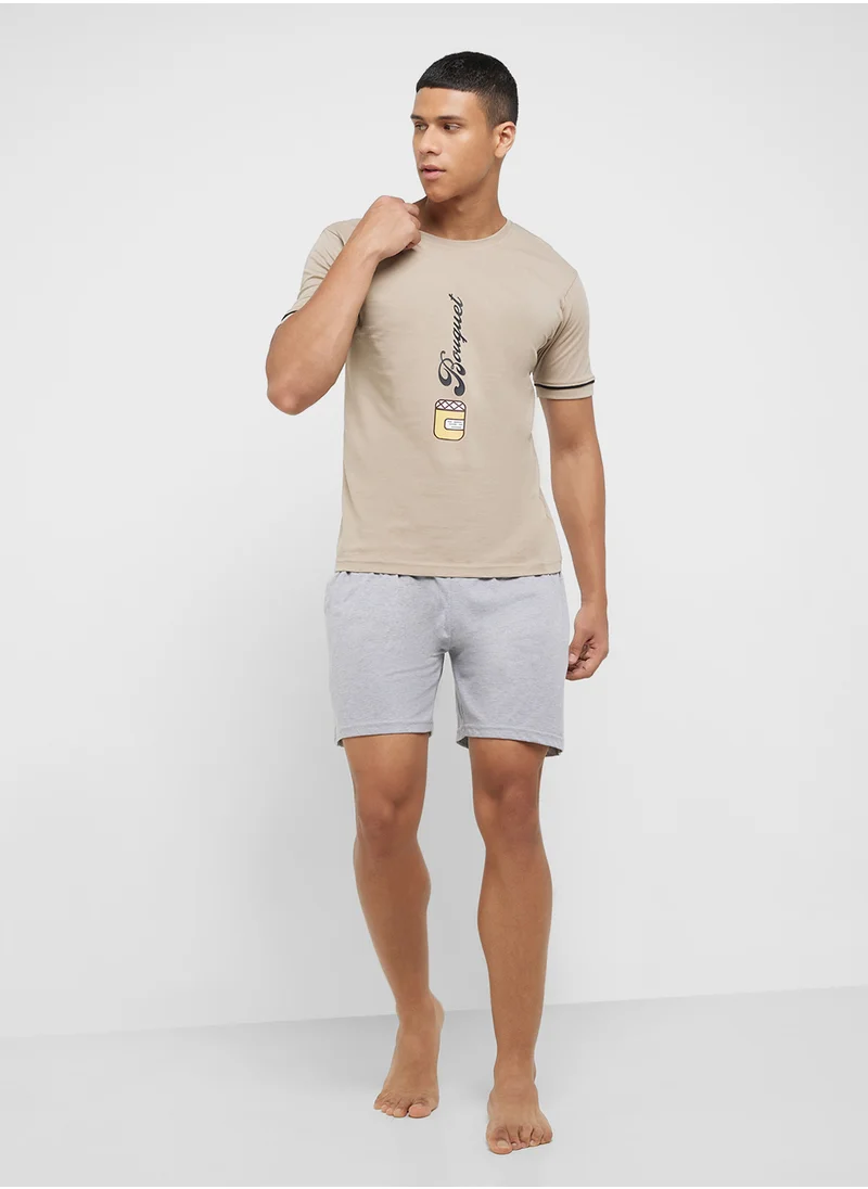 سفنتي فايف Nightwear T-Shirt & Shorts Set