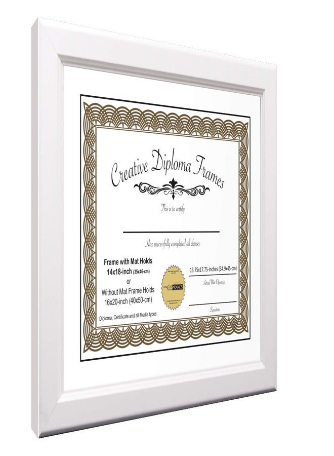 Creative Picture Frames 12x15 White Diploma Frame with White Mat Glass and Installed Wall Hangers | Frame Holds 16x20 Media without Mat - Image 2