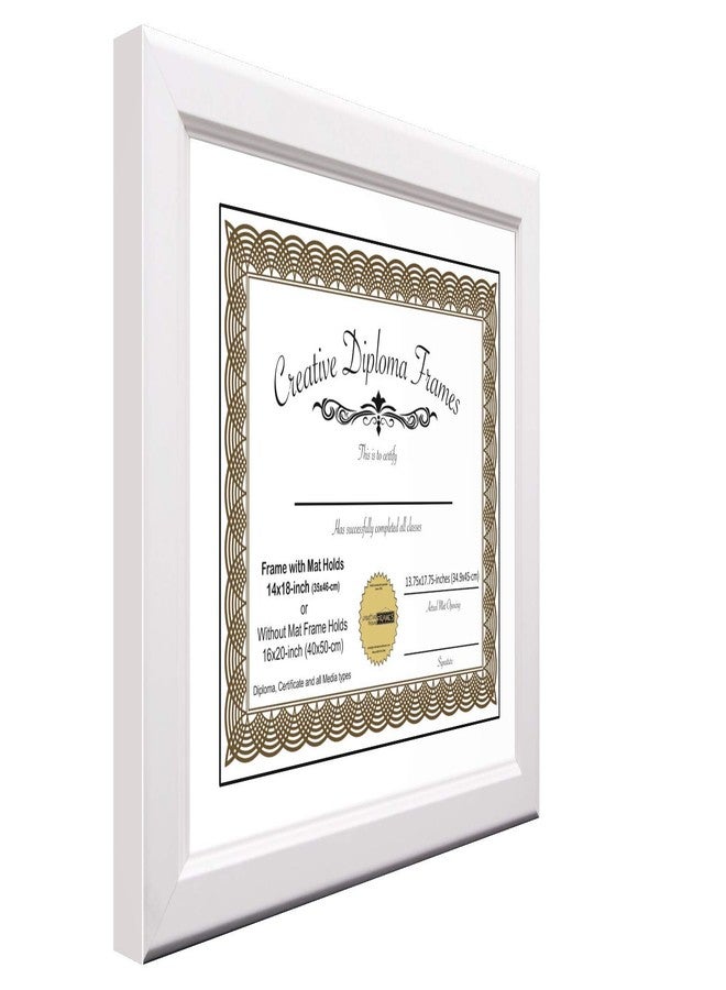 Creative Picture Frames 12x15 White Diploma Frame with White Mat Glass and Installed Wall Hangers | Frame Holds 16x20 Media without Mat - Image 3