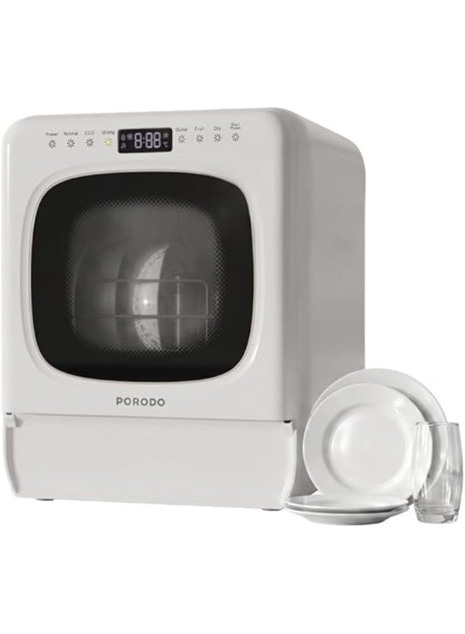 Counter Top Portable Dishwasher With 3 Place Settings, 6 Programs, 5.7L Capacity, Silent, Digital Display, Start Delay, 860 W - White