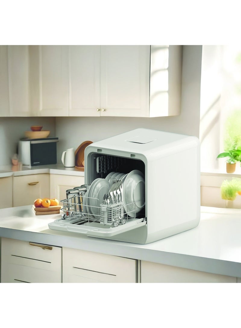 porodo Countertop Dishwasher With 3 Place Settings, 6 Programs, 5.7L Capacity, Silent, Digital Display, Start Delay, UV Sterilization, Compact for Small Kitchens, Fruit Cleaning 950 W - White - Image 2