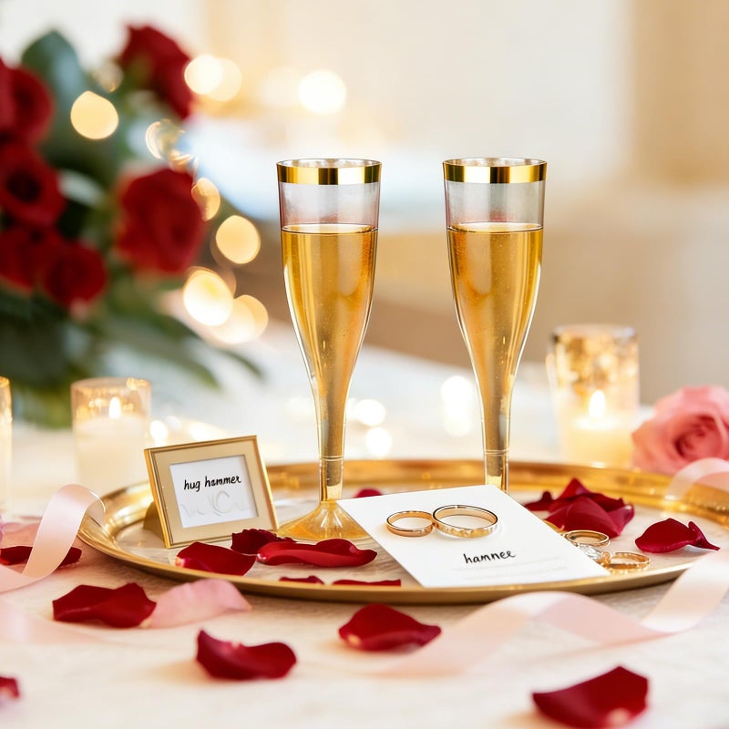 Goodluck 36 Pack 6.5 oz Plastic Clear Champagne Flutes with Gold Rim, Disposable Champagne Toasting Glasses for Wedding, Engagement, Party, Mimosa Bar - Image 2