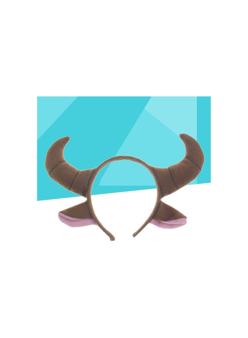 GGOOT Party Ears Headbands OX Horn Shape Brown Plush Animals Headpiece for Kids - Image 2