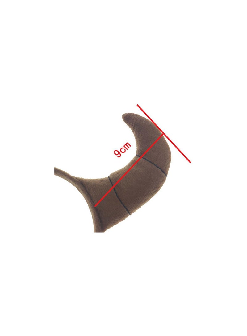 GGOOT Party Ears Headbands OX Horn Shape Brown Plush Animals Headpiece for Kids - Image 4