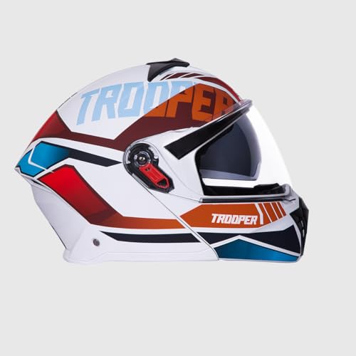 STUDDS Trooper DV D1 ISI and DOT Certified Matt Finish Flip-up Full Face Helmet for Men and Women with Inner Sun Visor (Matt White N2 L) - Image 2