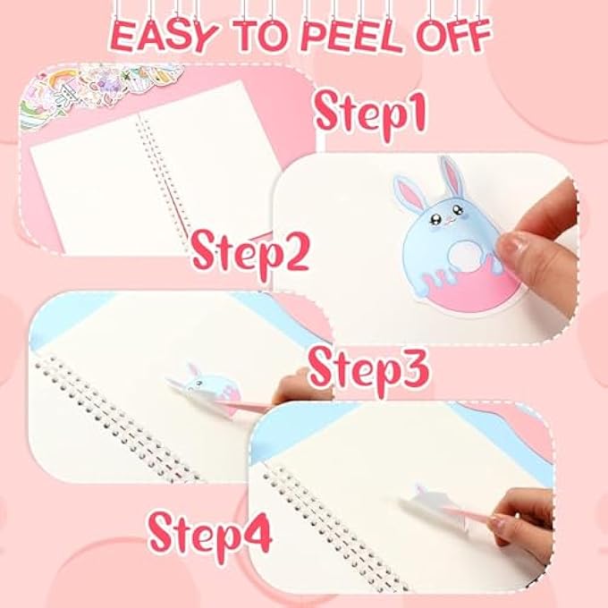 4 PCS STICKER COLLECTING BOOK ALBUM, REUSABLE STICKER BOOK, WITH A PLASTIC SPATULA AND TWEEZER, EASY TO CARRY, FOR HOME, OFFICE, SCHOOL, TRAVELLING, A5 SIZE 8.4" X 6", PINK - Image 5