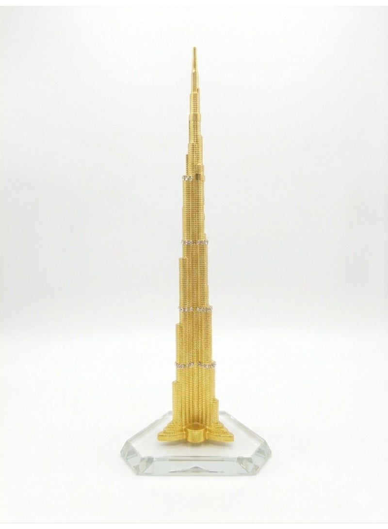 No brands Luxury Gold Burj Khalifa Miniature Showpiece – Premium Crystal Base Decorative Souvenir for Home & Office - Image 3
