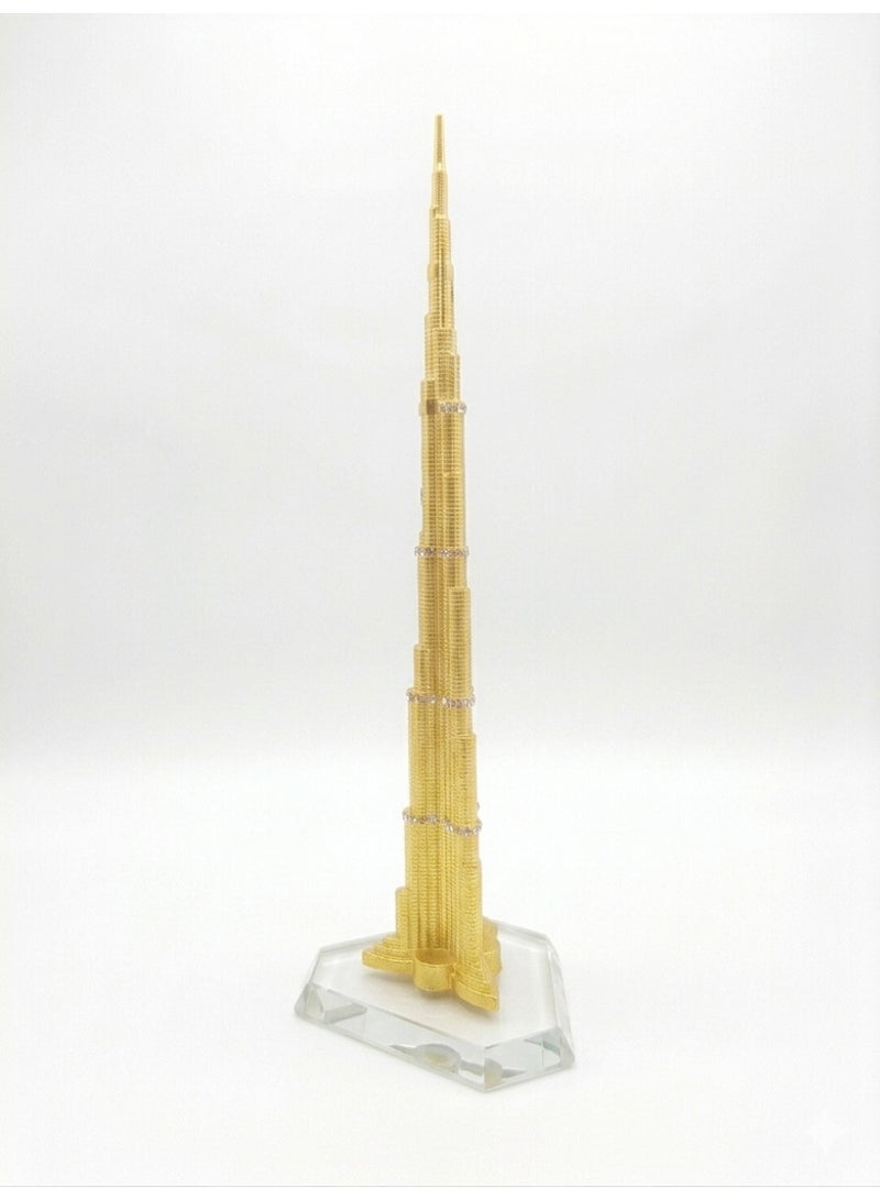 No brands Luxury Gold Burj Khalifa Miniature Showpiece – Premium Crystal Base Decorative Souvenir for Home & Office - Image 2