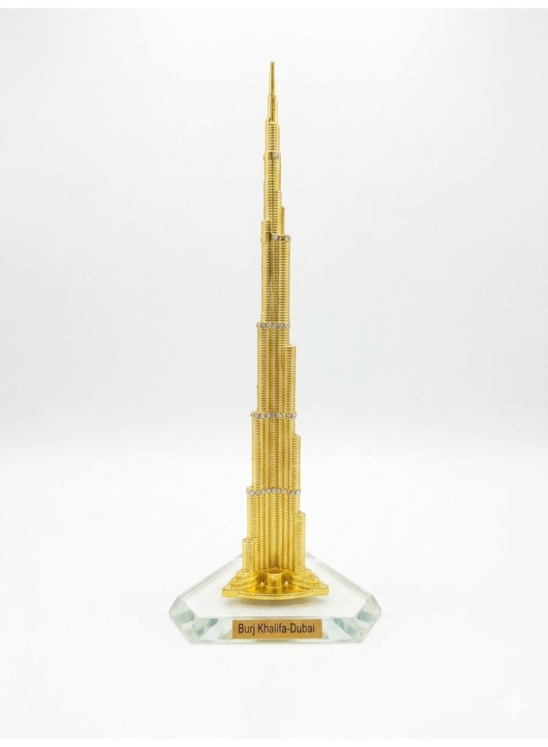 No brands Luxury Gold Burj Khalifa Miniature Showpiece – Premium Crystal Base Decorative Souvenir for Home & Office - Image 1