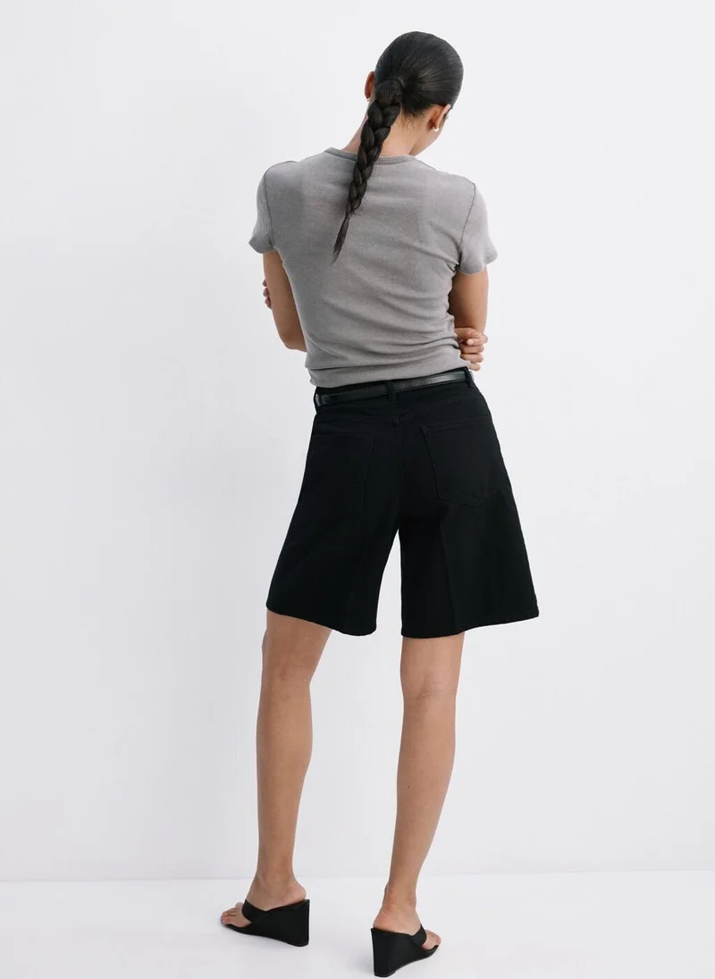 مانجو High-Waist Straight-Fit Denim Shorts