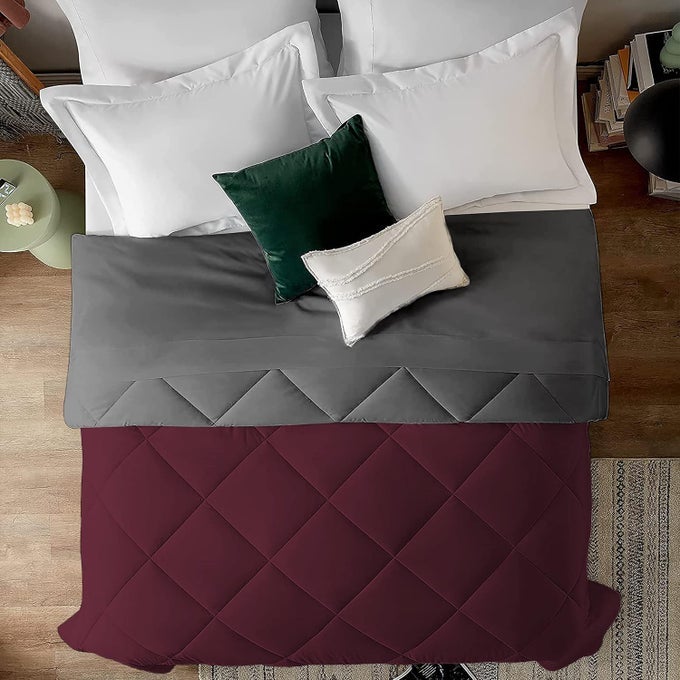 600 GSM HEAVY WINTER REVERSIBLE COMFORTER FOR SINGLE BED COMFORTERDUVETRAJAIQUILTBLANKET 90 X 60 INCHES WINTER 600 GSM COMFORTER WINE DARK GREY