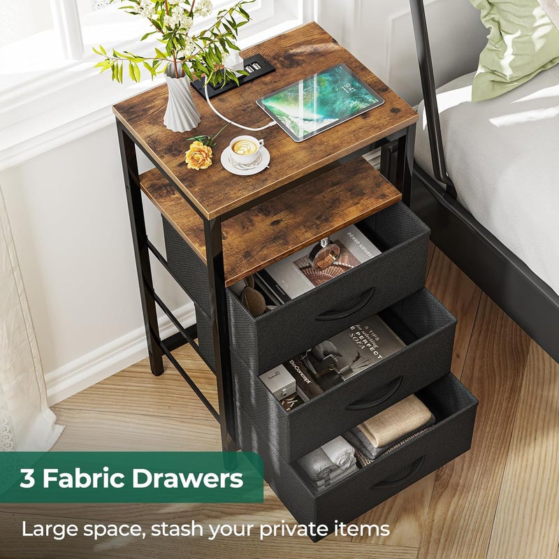 Sharpdo Sofa Side Table, Living Room Small Coffee Table,End Table,With 3 Storage Drawers - Image 3