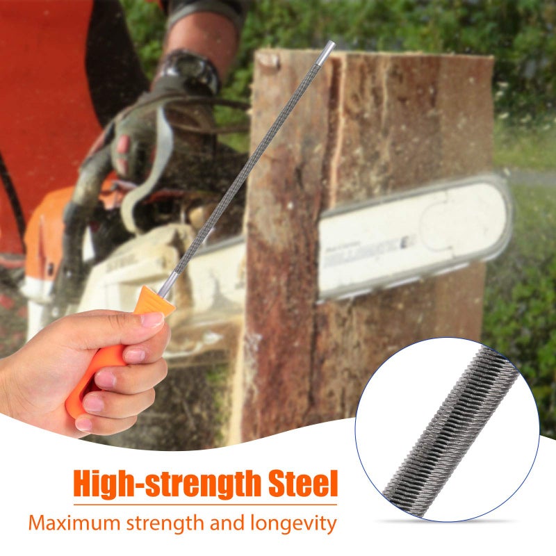 Honoson 3 Pieces Chainsaw Chain Round Steel Chainsaw Sharpener File with Plastic Handle (5/32,7/32,3/16 Inch) - Image 4