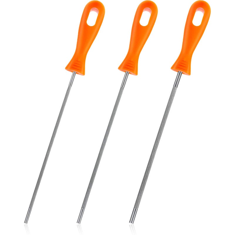 Honoson 3 Pieces Chainsaw Chain Round Steel Chainsaw Sharpener File with Plastic Handle (5/32,7/32,3/16 Inch) - Image 1