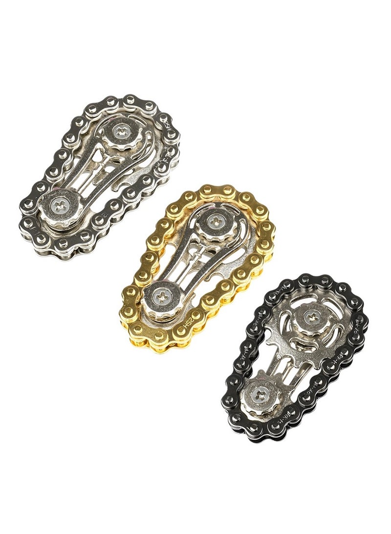 3 Pack Fidget Sprockets Hand Roller Bike Chain Gear Fidget Spinner Cool Finger Fidget Spinner Toys Stainless Steel Durable Mechanics W/ for Kid Adults Stress Anxiety Boredom Relief  - Image 1