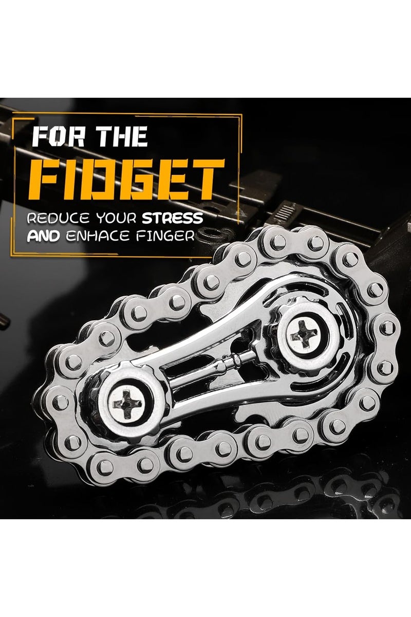 3 Pack Fidget Sprockets Hand Roller Bike Chain Gear Fidget Spinner Cool Finger Fidget Spinner Toys Stainless Steel Durable Mechanics W/ for Kid Adults Stress Anxiety Boredom Relief  - Image 4