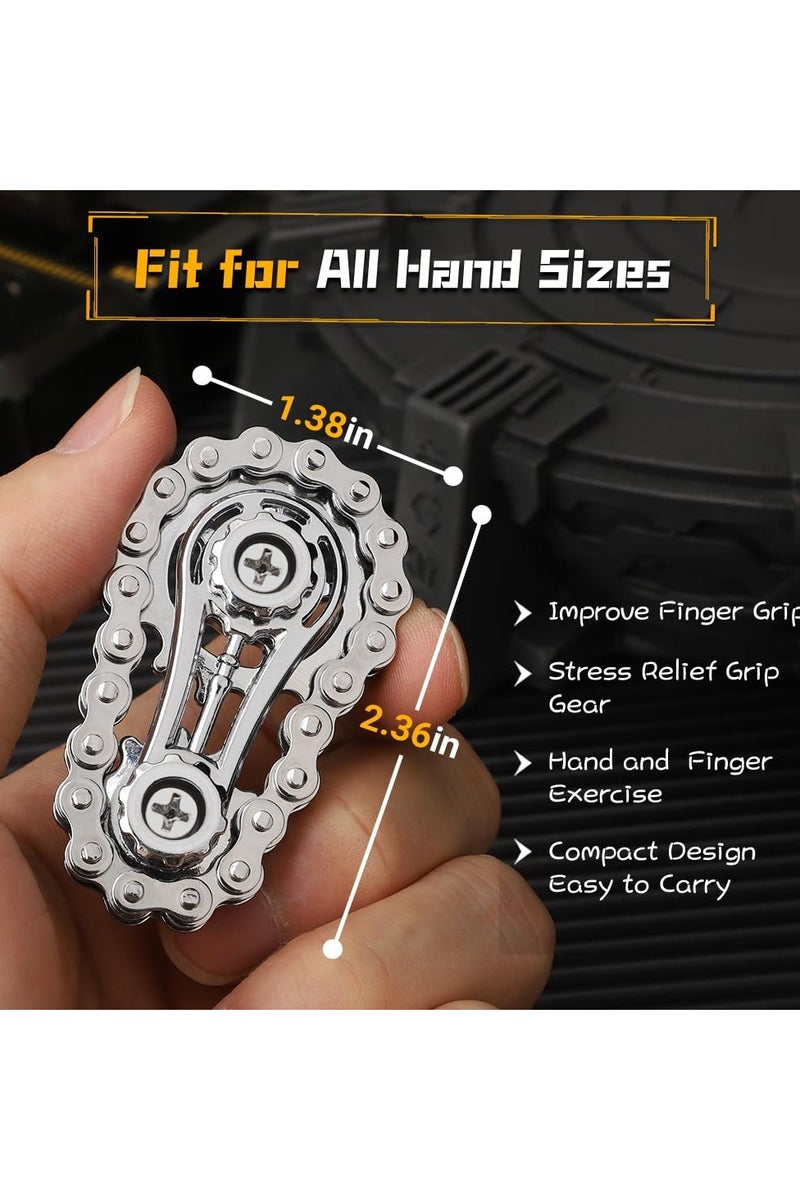 3 Pack Fidget Sprockets Hand Roller Bike Chain Gear Fidget Spinner Cool Finger Fidget Spinner Toys Stainless Steel Durable Mechanics W/ for Kid Adults Stress Anxiety Boredom Relief  - Image 5
