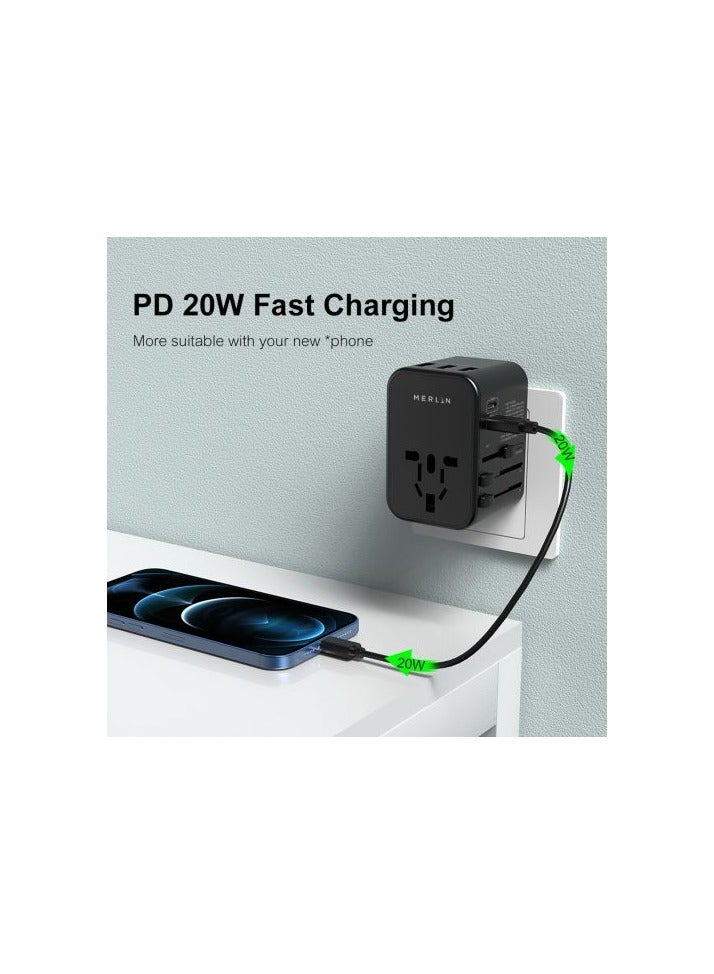 MERLIN WORLD TRAVEL  ADAPTER 2-TYPE C + 3 -USB - Image 2