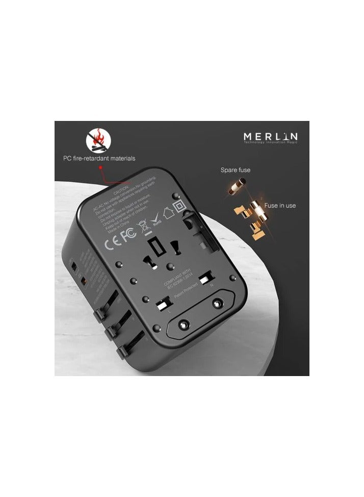 MERLIN WORLD TRAVEL  ADAPTER 2-TYPE C + 3 -USB - Image 4