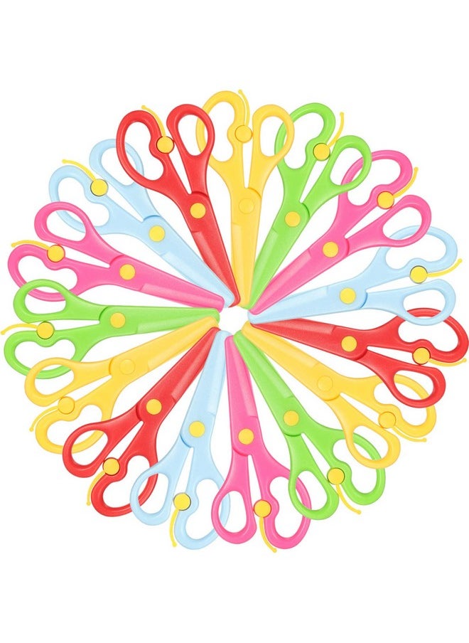 Leinuosen 15 Pieces Preschool Training Scissors Plastic Scissors Anti Pinch Safety Scissors For Children Art Craft Supplies(Solid Color)  - Image 1