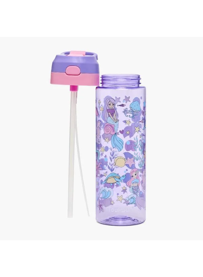 تورسون Toursun Mermaid Print Water Bottle with Spout and Spray - 750 ml