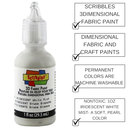 Scribbles 13903 3D Fabric Paint Shiny, White - Image 2
