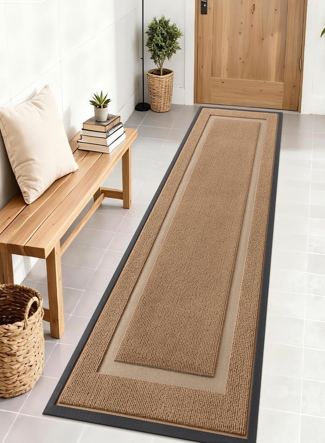 OLANLY Front Door Mat Indoor Outdoor Entrance, Waterproof All-Season, All-Weather Doormat, Sturdy Natural Rubber, Fade Resistant, Low Profile, Easy Clean Patio Porch Entryway Mat, 71x23, Light Borwn - Image 1