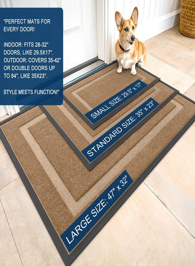 OLANLY Front Door Mat Indoor Outdoor Entrance, Waterproof All-Season, All-Weather Doormat, Sturdy Natural Rubber, Fade Resistant, Low Profile, Easy Clean Patio Porch Entryway Mat, 71x23, Light Borwn - Image 2