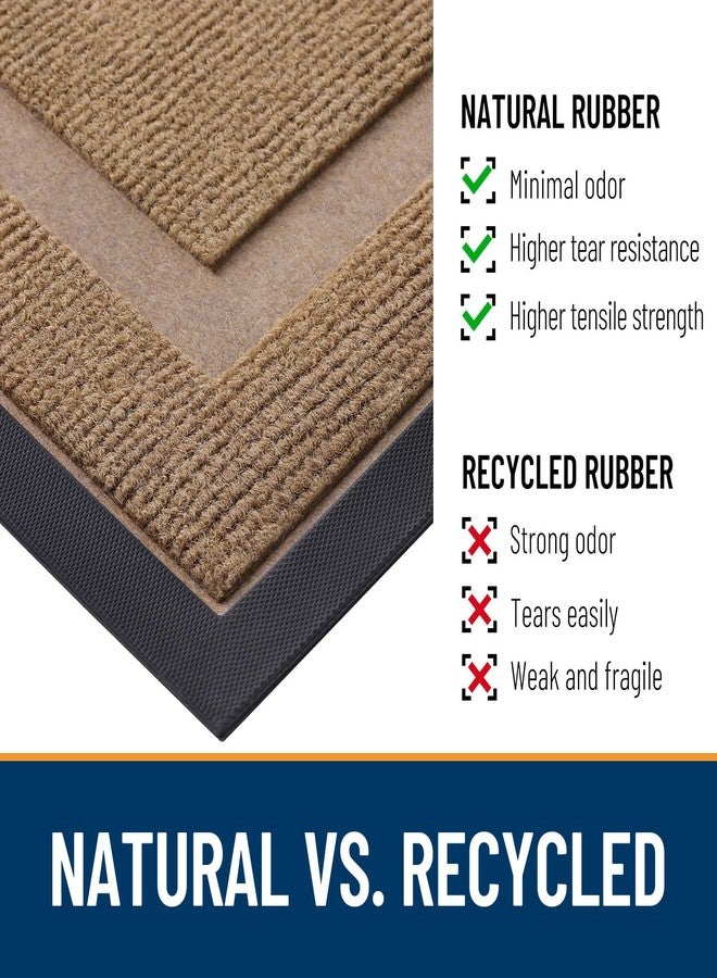 OLANLY Front Door Mat Indoor Outdoor Entrance, Waterproof All-Season, All-Weather Doormat, Sturdy Natural Rubber, Fade Resistant, Low Profile, Easy Clean Patio Porch Entryway Mat, 71x23, Light Borwn - Image 4