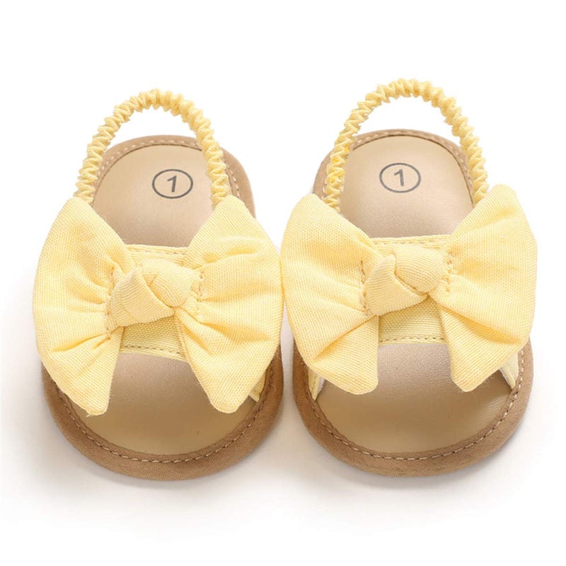 COSANKIM Infant Baby Girls Summer Sandals with Flower Soft Sole Newborn Toddler First Walker Crib Dress Shoesï¼ˆ6-12 months infant, 13 yellowï¼‰ - Image 4
