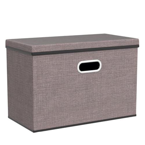 PRANDOM Large Collapsible Storage Bins with Lids [3-Pack] Linen/Cotton Blend Foldable Storage Boxes Organizer Containers Baskets Cube with Cover for Home Bedroom Closet Office Nursery(17.7x11.8x11.8) - Image 4