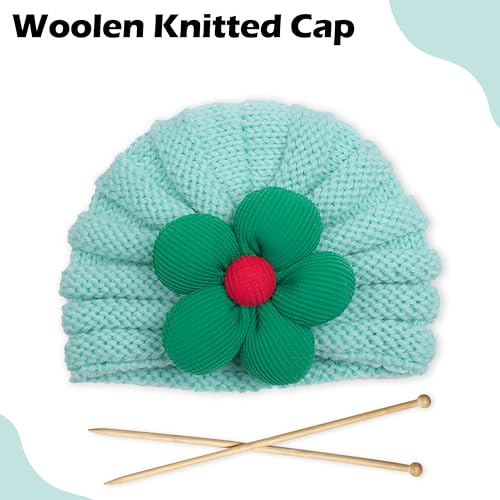 BEMBIKA Baby Winter Cap for Girls – Flower Knitted Woolen Beanie, Warm & Stylish Winter Hat for Toddlers and Infants -(0 – 3 Years | Mint Green) - Image 2