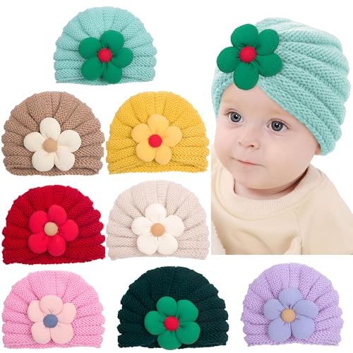 BEMBIKA Baby Winter Cap for Girls – Flower Knitted Woolen Beanie, Warm & Stylish Winter Hat for Toddlers and Infants -(0 – 3 Years | Mint Green) - Image 1