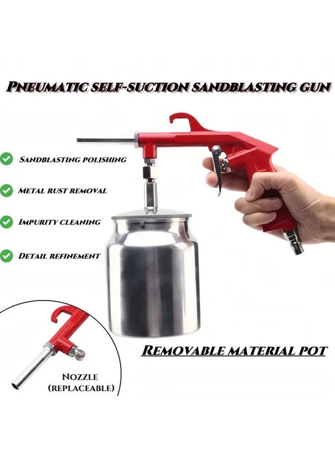 ScarletBlaster Professional Sandblaster Large Capacity Red Ergonomic Grip For Cars Metalworking - Image 3