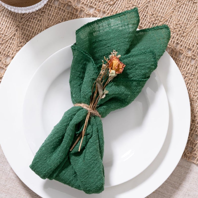 MLMW Emerald Green Cloth Napkins Set of 6 Linen Dinner Napkins Cloth Washable 165165 for Wedding Party Baby Bridal Shower Garden Party Birthday Table Decorations - Image 4