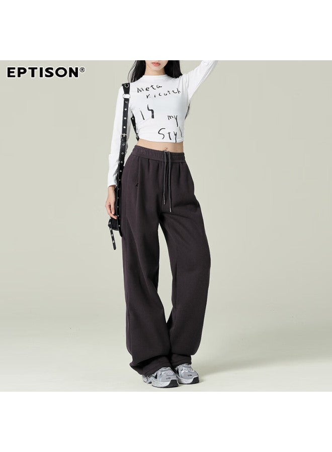 EPTISON Yipintiancheng Autumn Straight-leg Wide-leg Casual Knit Sports Pants For Women High-end Loose Slim Sweatpants - Image 3