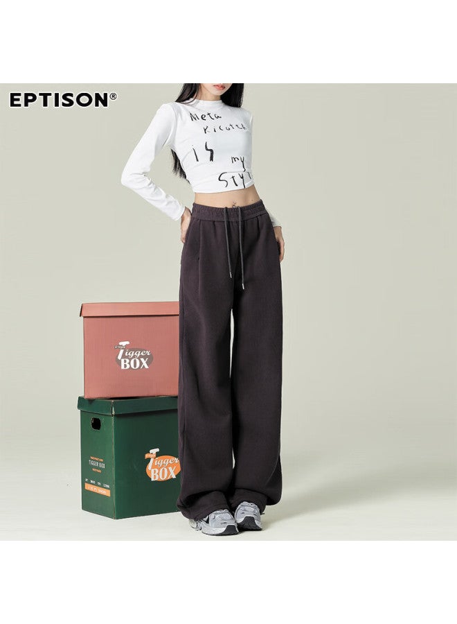 EPTISON Yipintiancheng Autumn Straight-leg Wide-leg Casual Knit Sports Pants For Women High-end Loose Slim Sweatpants - Image 1