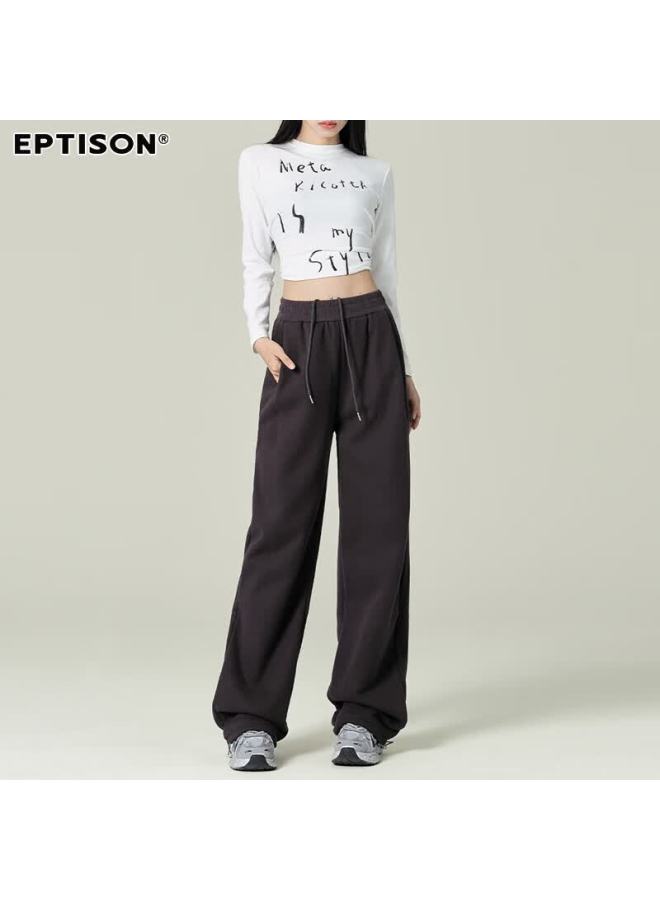 EPTISON Yipintiancheng Autumn Straight-leg Wide-leg Casual Knit Sports Pants For Women High-end Loose Slim Sweatpants - Image 2