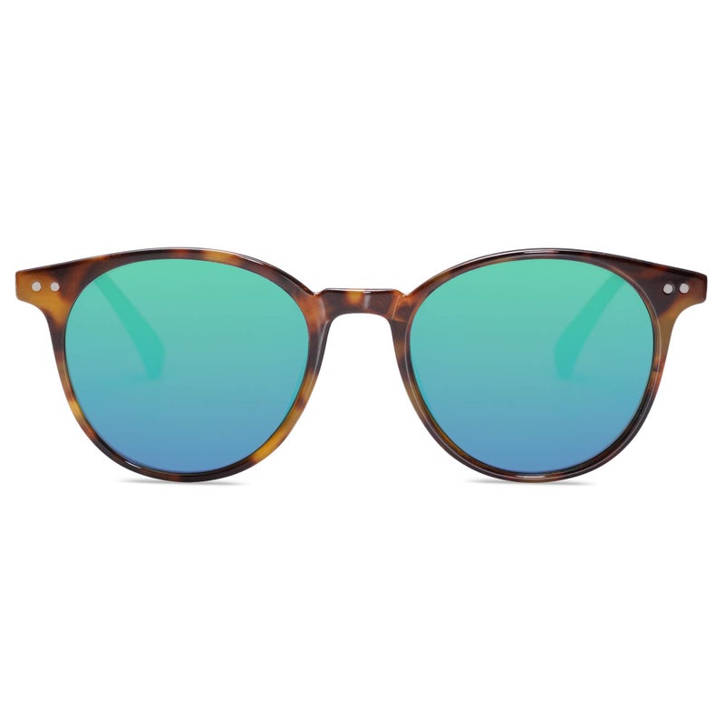 SOJOS Small Round Classic Polarized Sunglasses for Women Men Vintage Style UV400 Lens SJ2113, Tortoise/Greenish Blue - Image 2