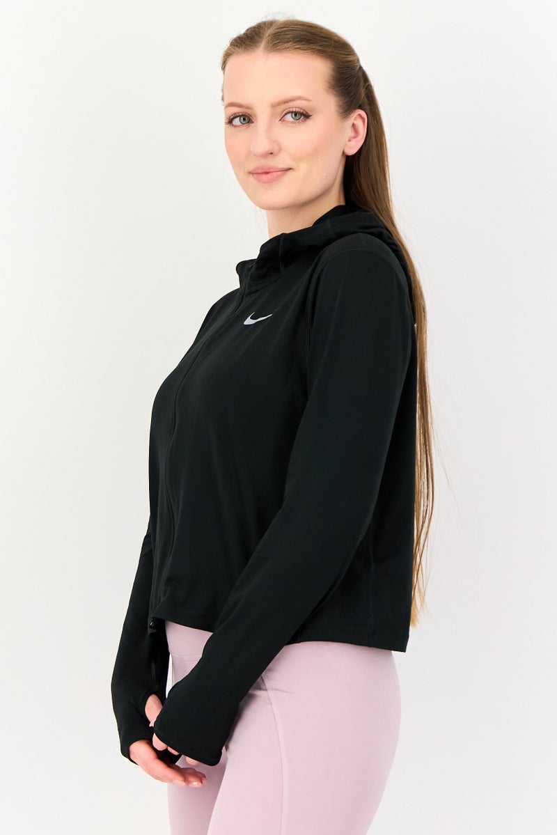 Nike هودي جري طويل الأكمام للنساء، أسود - Image 3