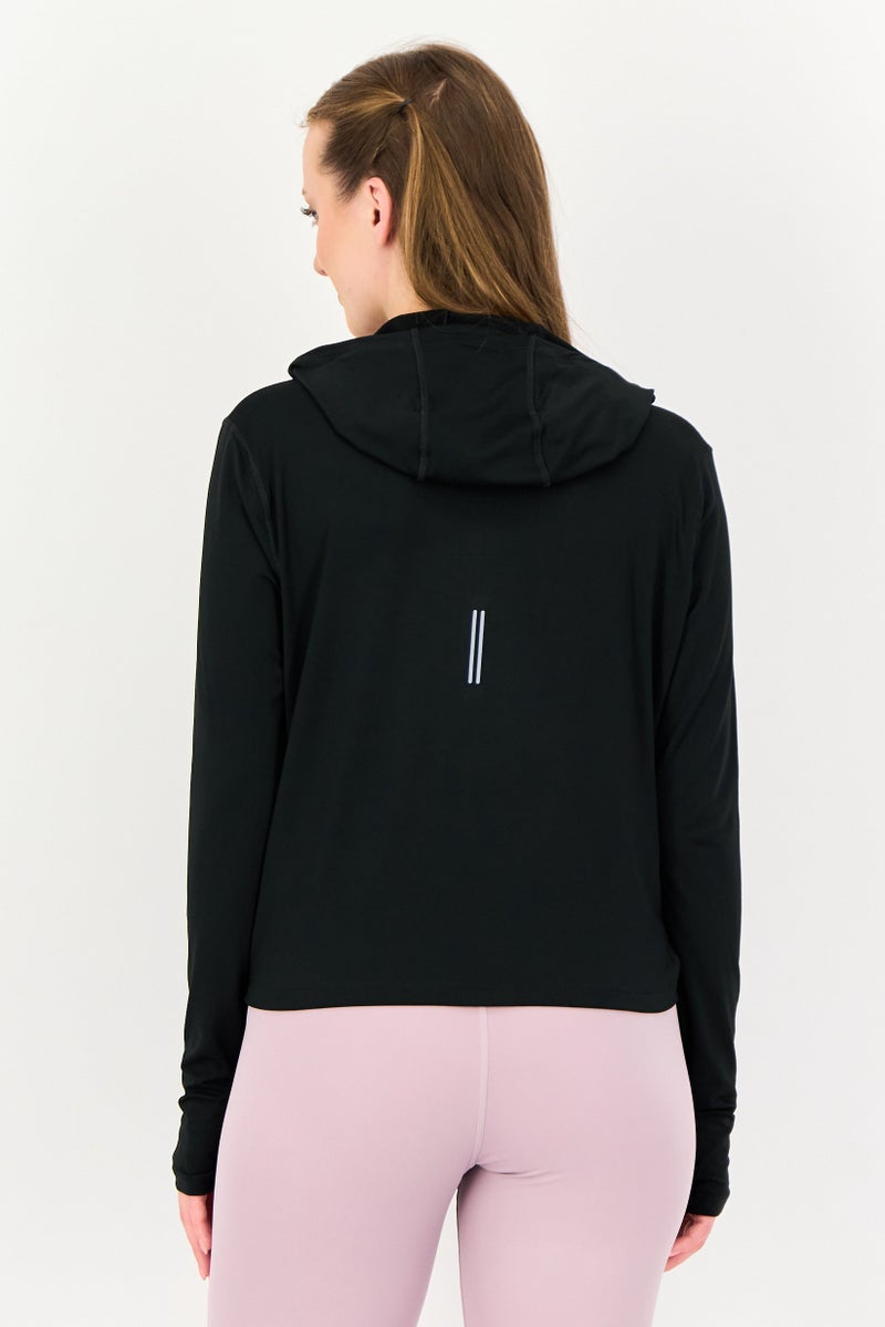 Nike هودي جري طويل الأكمام للنساء، أسود - Image 4