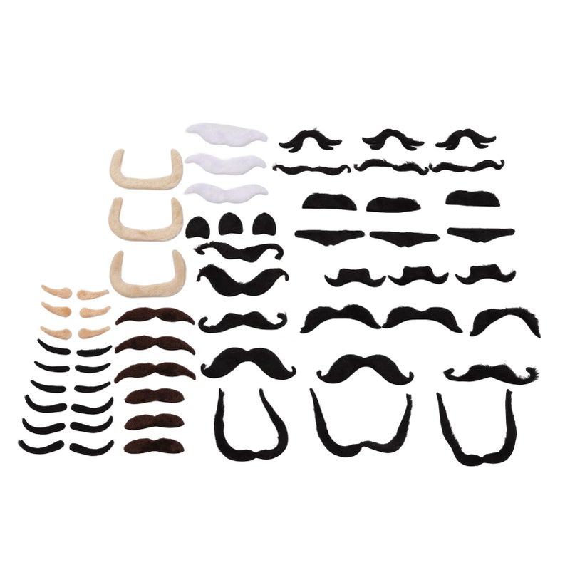 Fake Eyebrow Beard Set Short Flannel Artificial Eyebrow and Moustache with Back Adhesive for Theme Party - Image 2