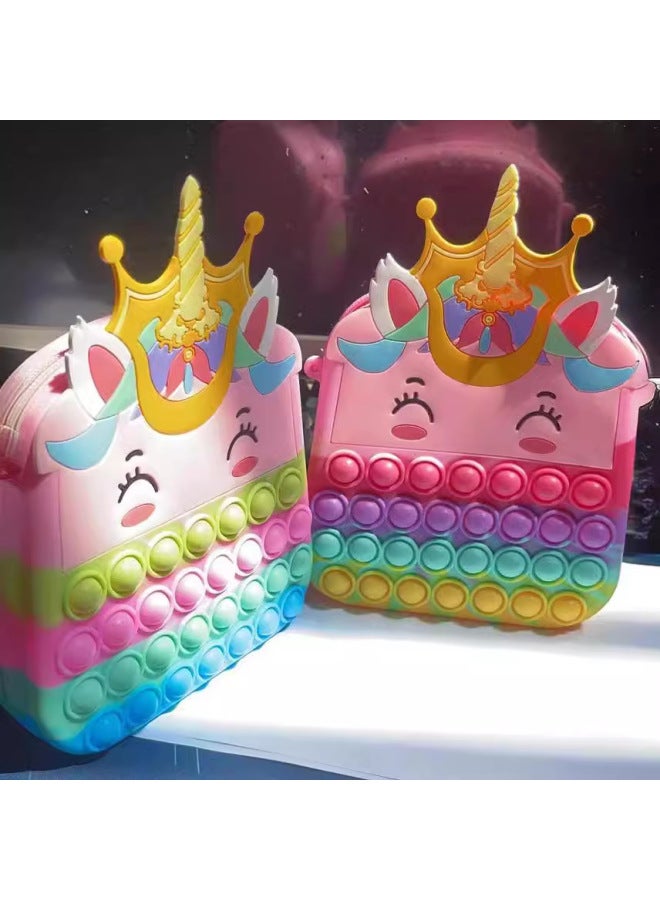Silicone Crossbody Bag Children Boys And Girls Cartoon Shoulder Bag Unicorn Silicone Crossbody Bag Mobile Phone Bag Storage Bag-Color:Unicorn Candy Color - Image 4