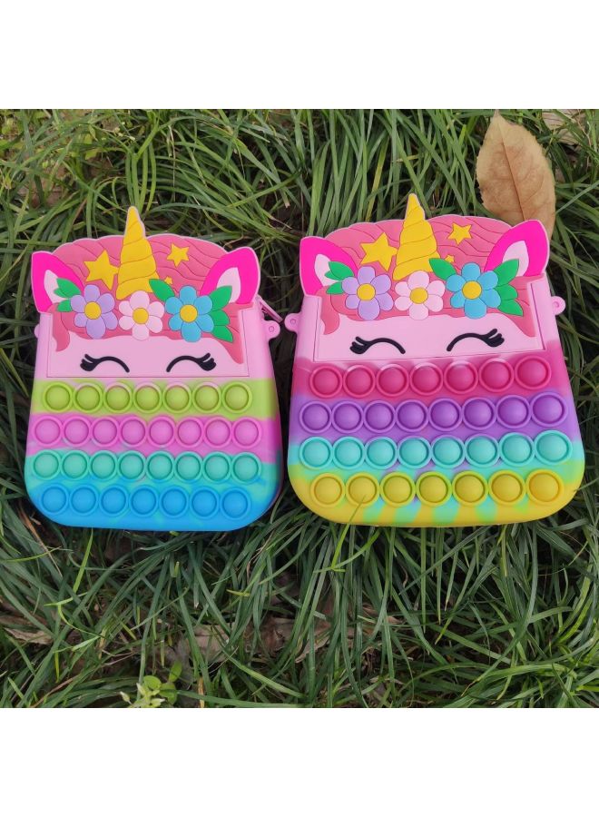 Silicone Crossbody Bag Children Boys And Girls Cartoon Shoulder Bag Unicorn Silicone Crossbody Bag Mobile Phone Bag Storage Bag-Color:Unicorn Candy Color - Image 1