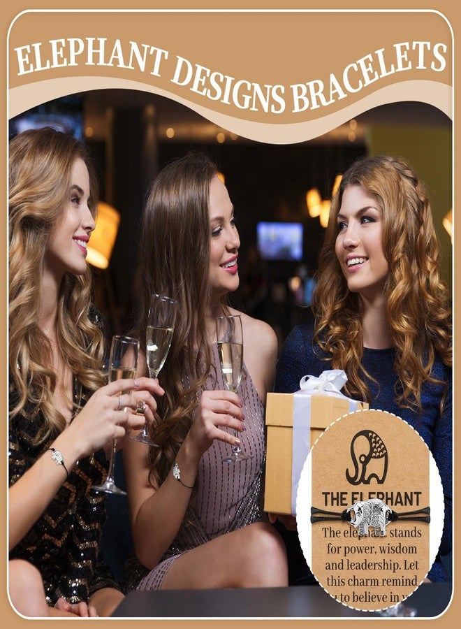 تونديامو مجموعة تونديمو المكونة من 10 أساور صداقة على شكل فيل، هدايا للنساء، سوار أمنيات على شكل فيل للأخوة مع بطاقة لأفضل صديقة وأخت، ديكور مميز للرابطة - Image 5