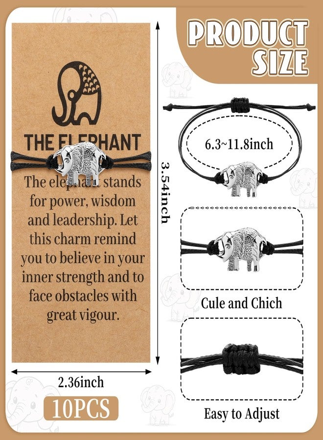 تونديامو مجموعة تونديمو المكونة من 10 أساور صداقة على شكل فيل، هدايا للنساء، سوار أمنيات على شكل فيل للأخوة مع بطاقة لأفضل صديقة وأخت، ديكور مميز للرابطة - Image 2