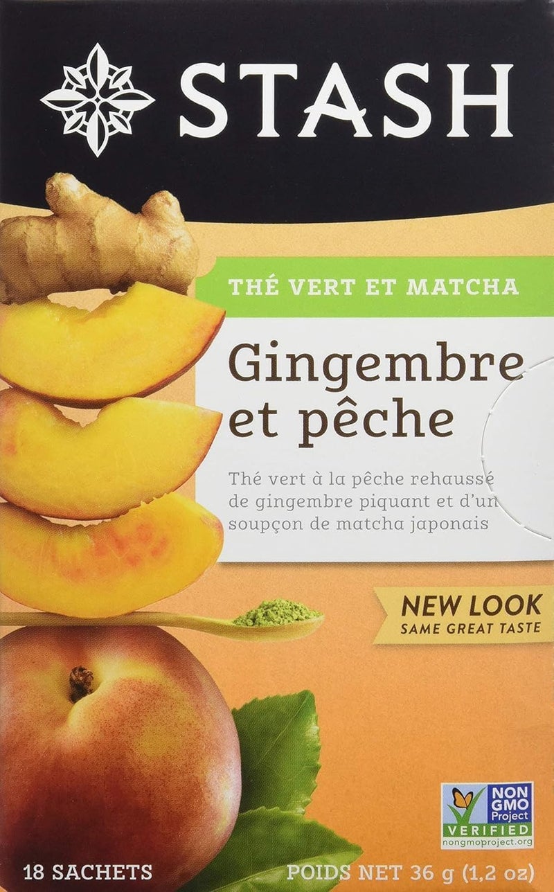 Stash Tea Ginger Peach Green Tea with Matcha - Image 2